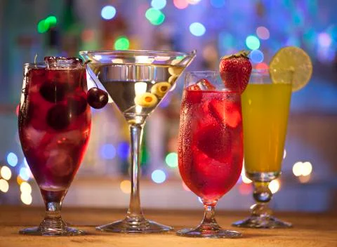 Set with different cocktails Stock Photos