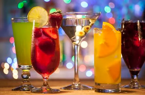 Set with different cocktails Stock Photos