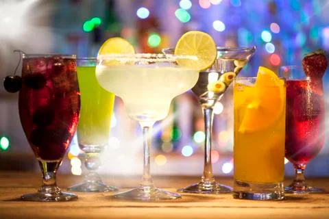 Set with different cocktails Stock Photos