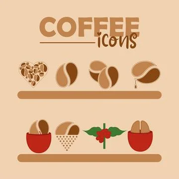 Set of different coffee icons Vector Stock Illustration