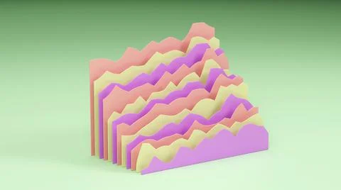 Set of different color charts on green background. 3D illustration 库存插图