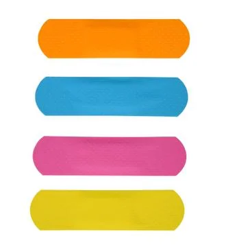 Set of different color plasters or bandage isolated on white background (cl.. Stock Photos