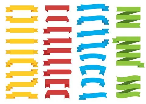 Set of different color ribbons on white background. Vector Illustration. Stock Illustration