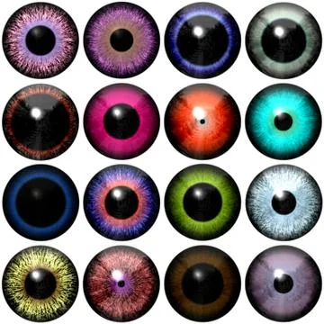 Set of different colored eye iris at white background Stock-Illustration