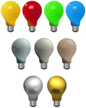 Set of different colored light bulbs Illustrazione stock