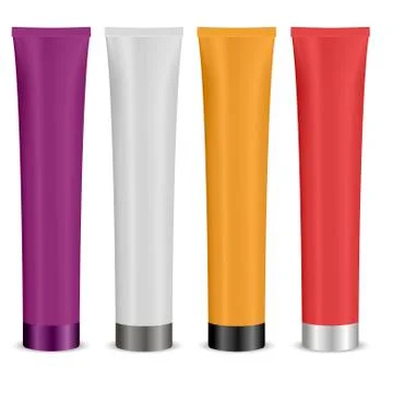 Set of different colour Cosmetic tubes. Vector Stock Illustration