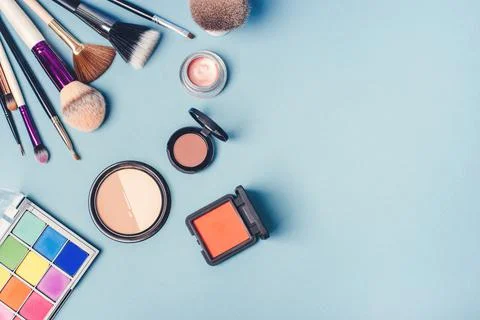 A set of different cosmetics for make-up. Stock Photos