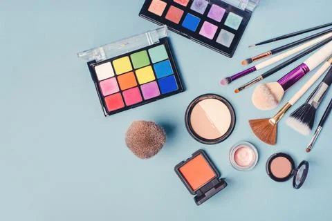 A set of different cosmetics for make-up. Stock Photos