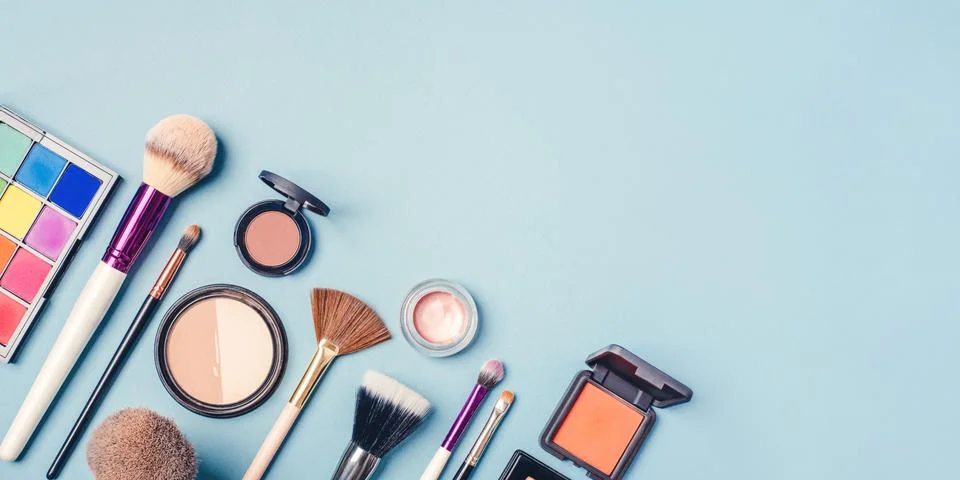 A set of different cosmetics for make-up. Stock Photos