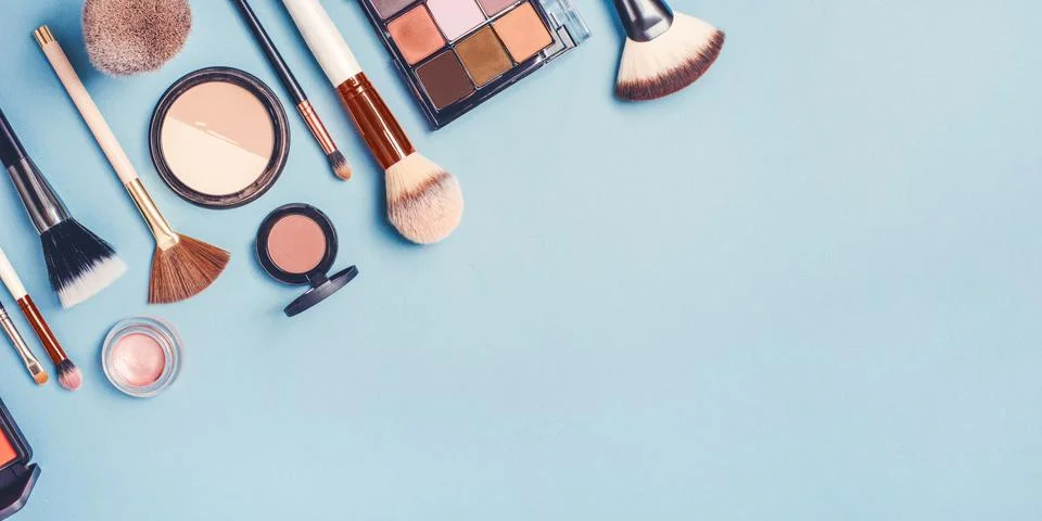 A set of different cosmetics for make-up. Stock Photos