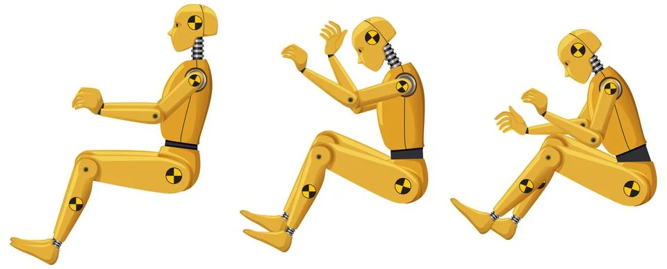 Set of different crash test dummy poses Stockillustratie