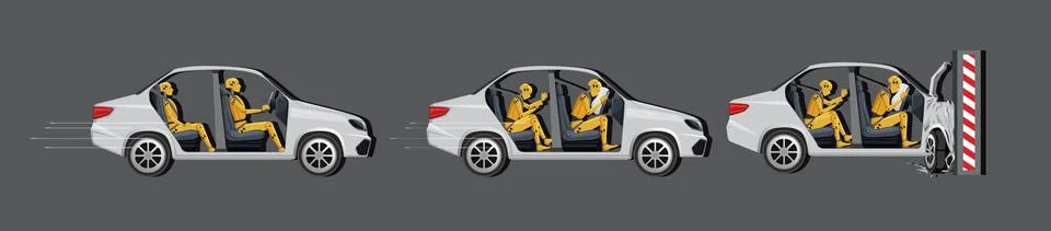 Set of different crash test dummy in cars Stockillustratie