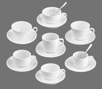 Set of different cup of coffee on black background Stock Photos