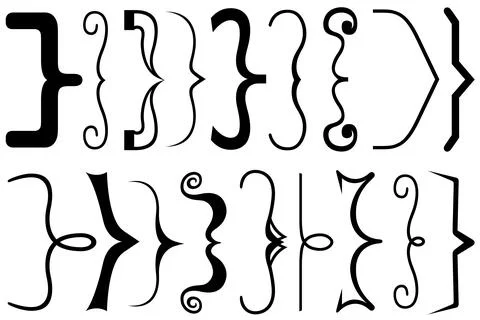 Set of different curly brackets Stock Illustration
