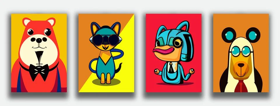 Set of different cute funny cartoon monsters. Vector illustration Stock Illustration