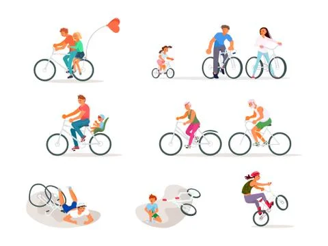 Set of different cyclist. Stock Illustration