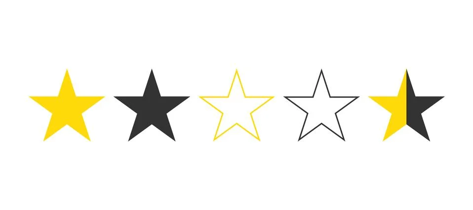 Set to different design five stars customer product rating review flat icon f Stock Illustration