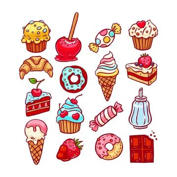 Set of different desserts Illustration