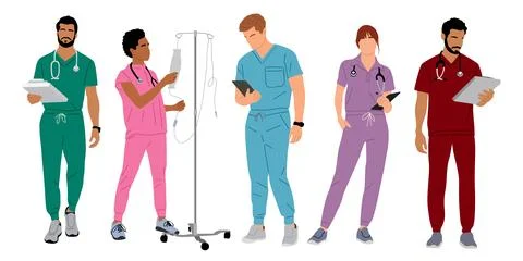 Set of different doctors medical workers isolated Stock Illustration