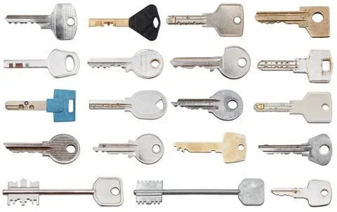 Set of different door keys Stock Photos