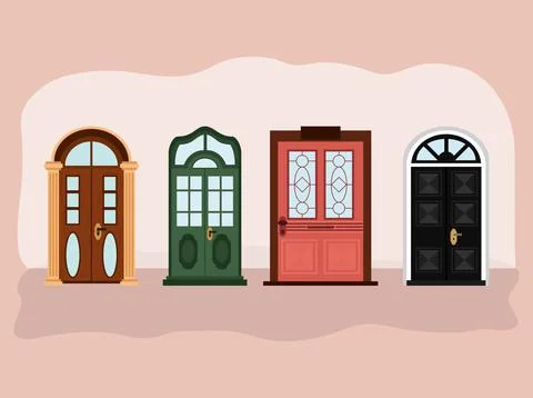 Set of different doors Stock Illustration