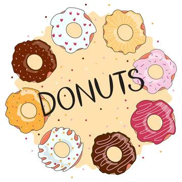 Set of different doughnuts Illustrazione stock