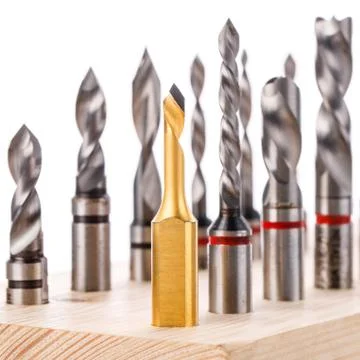 Set of different drill bits for wood Stock Photos