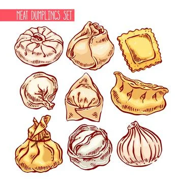 Set of different dumplings Stock-Illustration