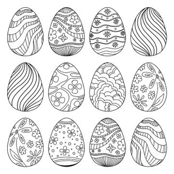 Set of different easter eggs. Vector illustration. Stock Illustration