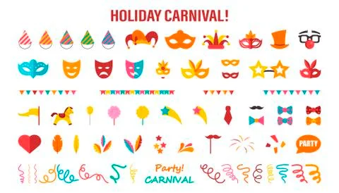 A set of different elements for a carnival or circus. Vector illustration on  Illustrazione stock