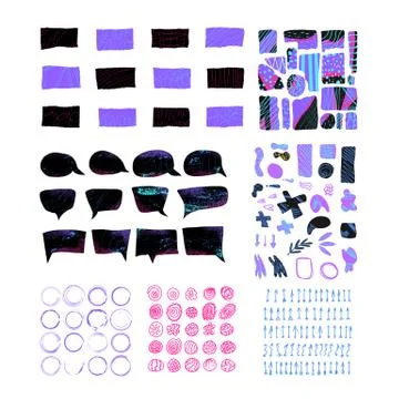 Set of different elements for collage. Speech bubbles, frames, arrows and oth Stockillustratie