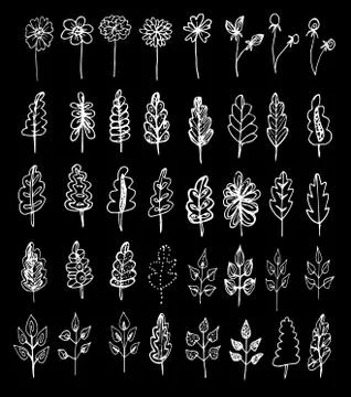 Set of different elements for decoration on a black background Stock Illustration
