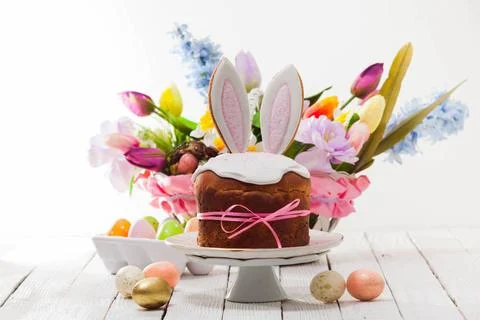 The set of different elements for Easter celebration The traditional Easte... Stock Photos