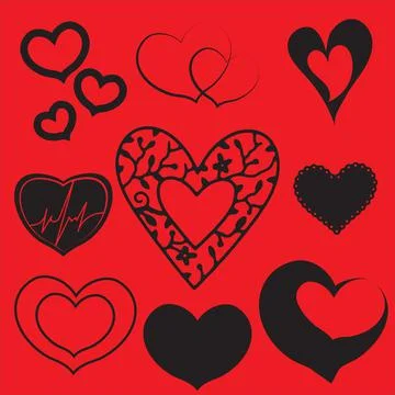 Set with different elements, valentines day, woman's day, love Stock Illustration