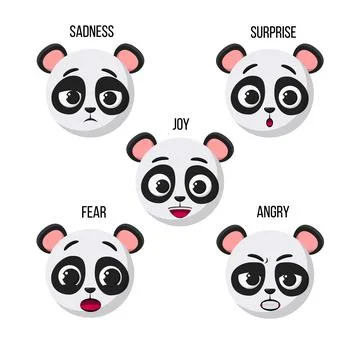 Set of different emoticons of a panda Stock Illustration