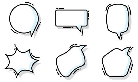 Set of different empty comic speech bubbles Vector 스톡 일러스트