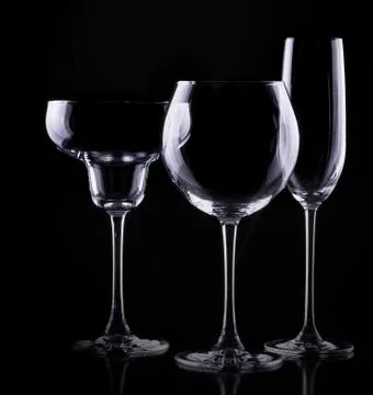 Set with different empty glasses Stock Photos