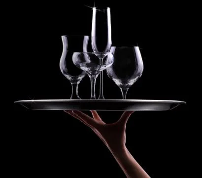 Set with different empty stemware Stock Photos