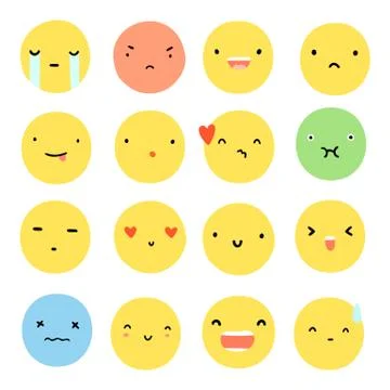 Set of different face emotions. Stock Illustration