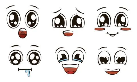 Set of different face expression avatars Vector Stock Illustration