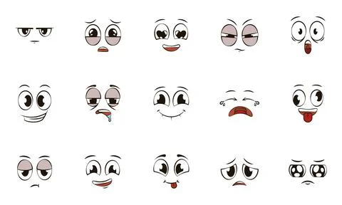 Set of different face expression avatars Vector Illustrazione stock