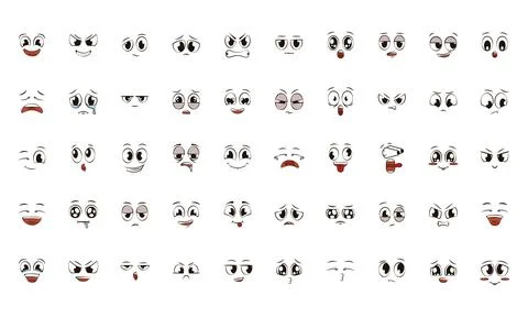 Set of different face expression avatars Vector Illustrazione stock