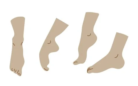 A set of different feet. Vector illustration. All objects are grouped and iso Stock Illustration