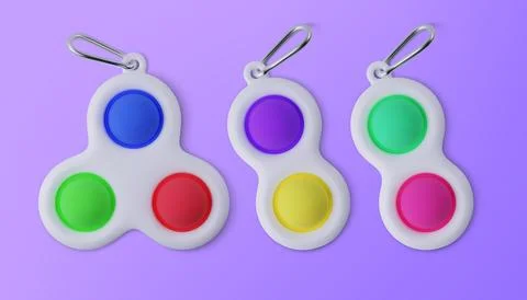Set of different fidget toy Simple Dimple. Realistic vector 3D illustration Stock Illustration