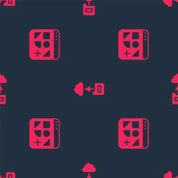 Set Different files and Cloud technology data transfer on seamless pattern Stock Illustration