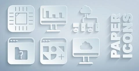 Set Different files, Computer network, File missing, Cloud technology data Stock Illustration