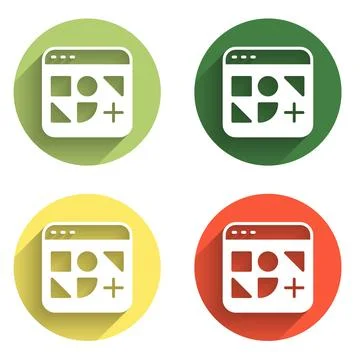 Set Different files icon isolated with long shadow background. Color circle.. Stock Illustration