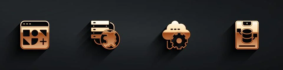 Set Different files, Network cloud connection, Cloud technology data transfer Stock Illustration