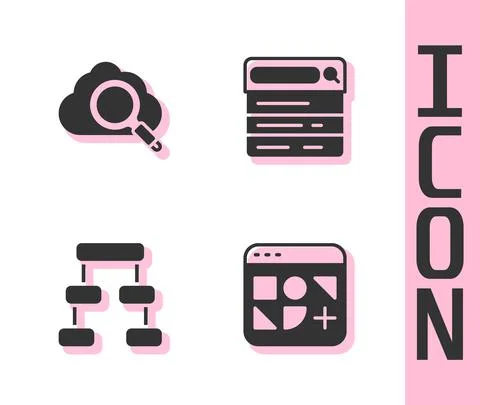 Set Different files, Search cloud computing, Hierarchy organogram chart and Illustrazione stock