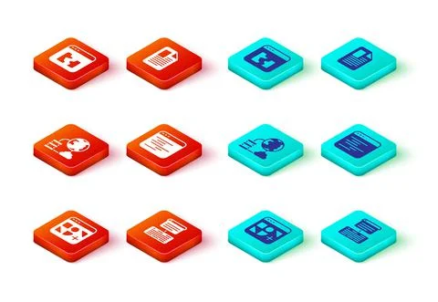 Set Different files, Server, Data, Web Hosting, Network cloud connection Stock Illustration